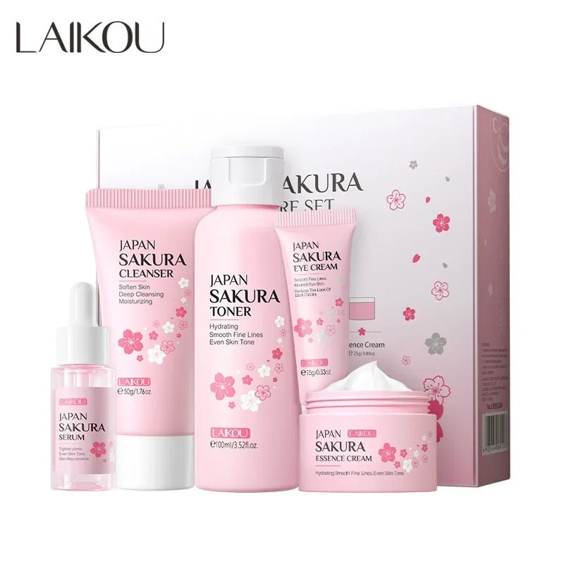 LAIKOU Sakura skincare product set on a white background